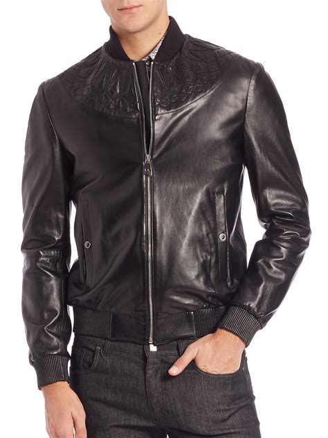 versace jacket bomber|Versace bomber jacket leather.